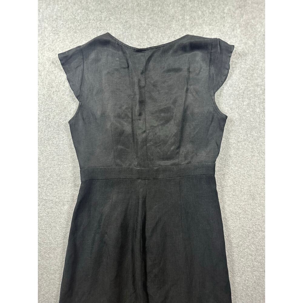 J.Crew Midi Dress Women's Size 6 Black Casual Comfort Sheath Cap Sleeve V-Neck - Picture 5 of 7